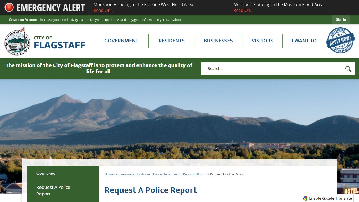 Request A Police Report | City of Flagstaff Official Website - Arizona