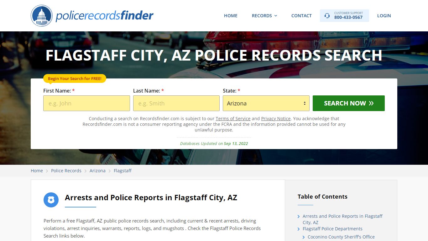 Flagstaff, Coconino County, AZ Police Reports & Police Department Records