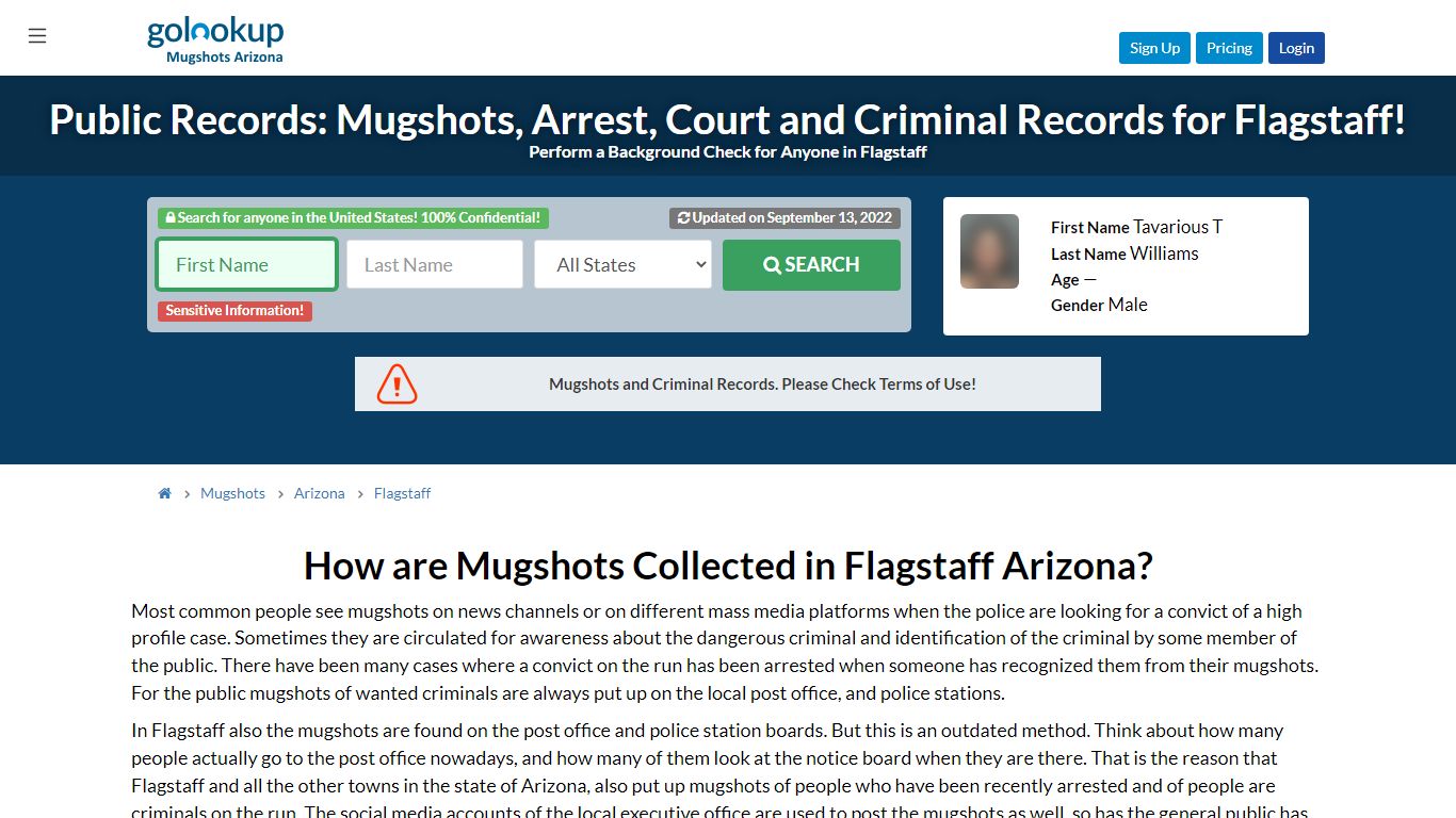 Mugshots Flagstaff, Arrest Records Flagstaff - GoLookUp